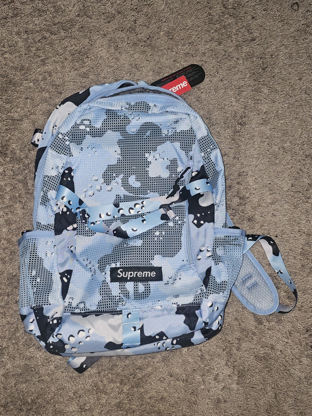 Supreme Light Blue Camo Kids Backpack with Mesh Front